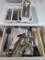 Lot - Serving Knives/Forks/Spoons, Steak Knives, Stirrers, Can Openers, Etc.
