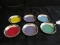 6 Multi-Colored Base Coasters, Base Stamped Towle Sterling 101