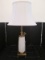 Ceramic/Brass Grecian Pattern Tall Lamp, Cream Scallop Body w/ Brass Base/Neck