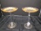 Tall Votive Candle Saucers on Cut Pontil Colors, Gilted Floral Pattern/Rim/Bead Base