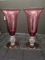 Pair - Trumpet Glass, Pink Clear Ball Stem, Pink Base Vases