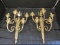 Solid Brass Pair Wall Sconces 5 Arms Column Design, Ribbon/Bow Urn Top