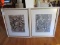 Pair - Housing/Street Sketch Art Scenes in White/Gilted Wood Frames/Matt