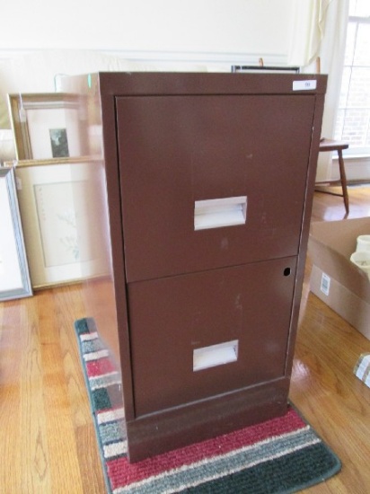 2 Drawer Brown Metal Filing Cabinet