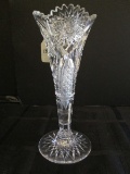 Prescut Crystal Glass Vase Narrow-To-Wide w/ Pinwheel/Hobnail/Starburst Design