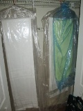 Lot - Drapes White w/ Floral/Laurel Trim Pattern, 1 Green w/ Floral Patter