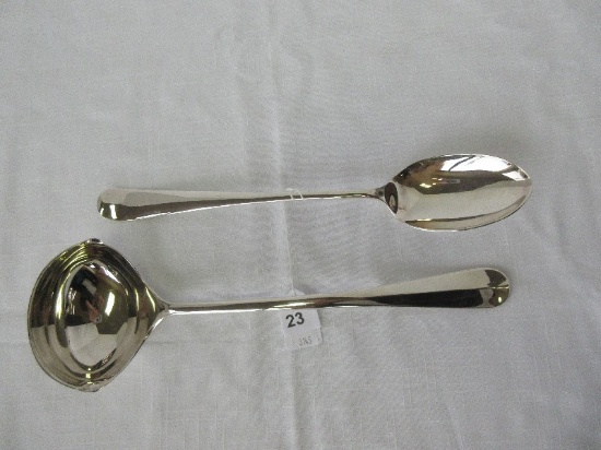 Silverplate Sheffield Punch Ladle w/ Double Spout 13" & Long Handle Server Spoon