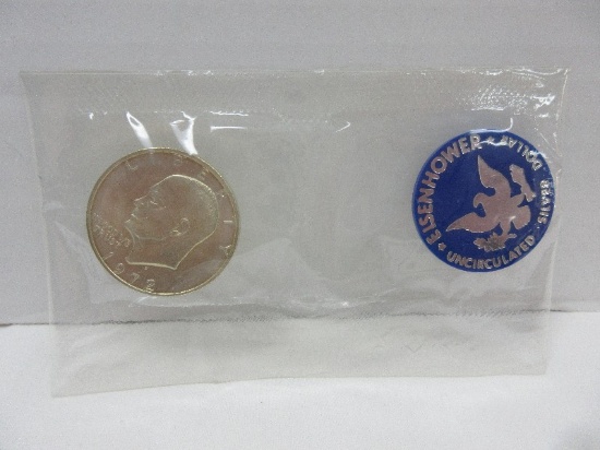 1972 Eisenhower Uncirculated Silver Dollar "Blue Pack" w/ Original Packaging