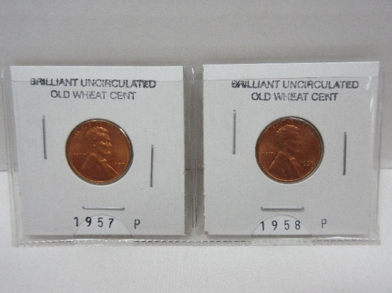 2 Brilliant Uncirculated Lincoln Wheat Pennies Cent