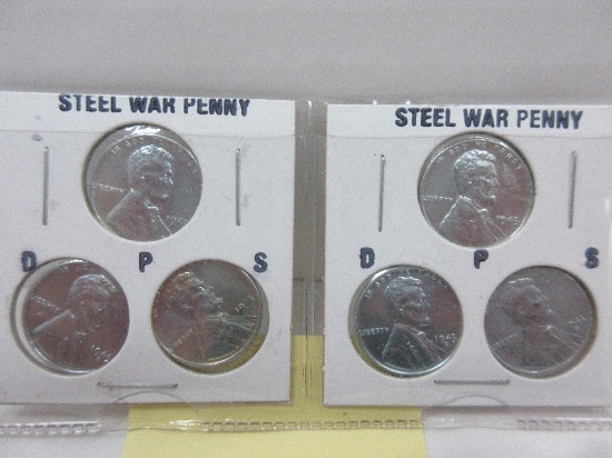 6 Steel War Wheat Penny Cents 1943