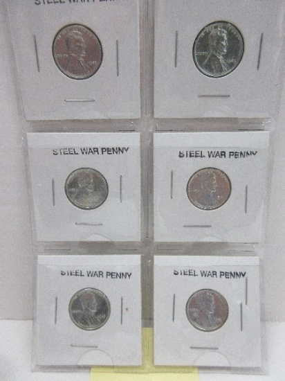 6 Steel War Wheat Penny Cents 1943