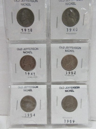 6 Old Jefferson Nickels