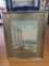 Hand Painted Watercolor Sea Scene/Ruins in Gilted Wooden Frame/Matt