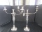 Pair - Metal Spindle Design 3 Light, Twin Arm Candles