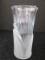 Clear Glass Vase Ribbed Body w/ Frosted Glass Tulip Leaf Base