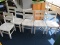 6 Wooden White Chairs Ladder Back Block Legs