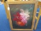 Hand Painted Floral Oil on Canvas Picture w/ Wood Frame