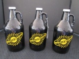 Set - Brown Glass Growlers 64oz. Asheville Brewing Co.