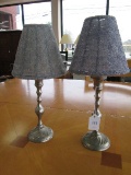Pair - Spindle Body Metal Votive Candle Holder w/ Bead Shades