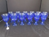 12 Cobalt Blue Glass Water Goblets