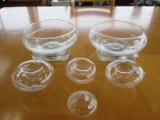 Glass Lot - 2 Large Bowls, 2 Medium Votive Candle Holders, 2 Small