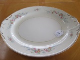 Eggshell Georgian Homer Laughlin Oval Platter Floral Pattern Band, Gilt Trim