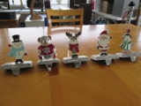 Enamel Metal Stocking Hangers Santa, Reindeer, Penguin, Snowman, Teddy