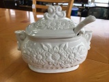 Vintage White Ceramic Sugar Dish w/ Lid 'Japan' on Base