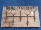 Wine Tasting Smorgasbord Wooden w/ Metal Cap Holders