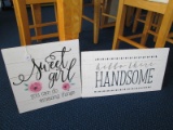 Wooden Wall Art Sweet Girl And Hello Handsome Wall Mounted