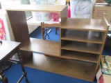 Wooden Shelving TV Stand, 4 Side Compartments Open Back