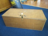 Wooden Storage Box w/ Brass Corners, Handle Latch