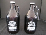 Pair - Brown Glass Growlers 64oz. French Broad Brewing Co.