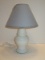 White Ginger Jar Form Accent Lamp w/ Blue Shade