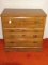 Simulated Knotty Pine Bachelors Chest 3 Drawers, Chippendale Style Pulls