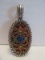 Carolyn Pollack Rellio Sterling/Brass Multi Gemstone Oval Large Pendant Enhancer