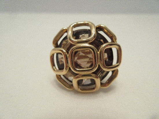 Milor Italy 14kt Geometric Design w/ Cushion Cut Stone