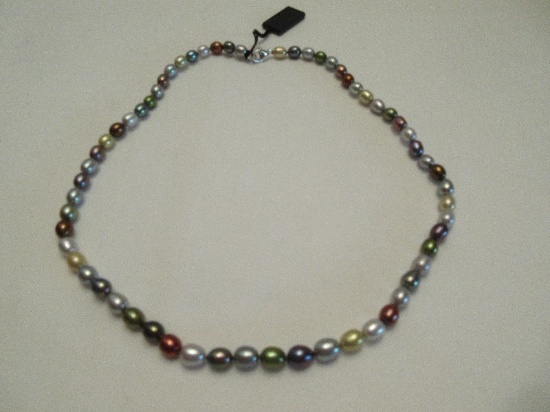 Honora Collection Metallic Multi-Color Pearls Necklace w/ Pouch