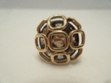 Milor Italy 14kt Geometric Design w/ Cushion Cut Stone