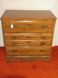 Simulated Knotty Pine Bachelors Chest 3 Drawers, Chippendale Style Pulls