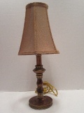 Classic Design Resin Candle Stick Accent Lamp Antiqued Bronze Patina Gilted Trim