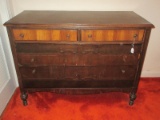 Depression Era Style Dresser 2 Over 2 w/ Applied Accent on Ring Turned Feet