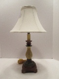 Resin Ornate Candle Stick Accent Lamp Traditional Design on Plinth Base