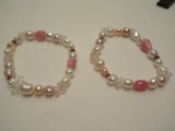 2 Honora Collection Pearls & Baroque Rose Quarts Stretch Bracelets w/ Pouch
