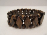 Tiger Eye Diamond & Bead Design Stretch Bracelet