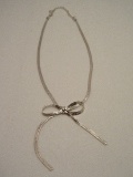 Unique LT Jewelry 925 Sterling Herringbone Necklace Tie In Bow Design