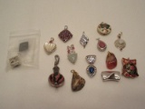 Lot - .999/925 Sterling Necklace Pendants, Polished Stones, Art Glass, Cloisonné, Etc.