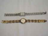 2 Ecclissi Sterling Silver Ladies Wrist Watches Gold Tone Bamboo Style Band