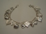 JCM Jacmel Mauritius 925 Sterling Puffy Heart Charm Love Bracelet