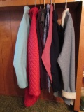 8 Designer Fashion Jackets & Vest Isaac Mizrahi Red Quilted Diamond Pattern w/ Hood